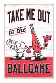 Take Me Out To The Ballgame Tin Sign : Baseball Song : 1908 USA Original
