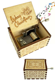 Merry Christmas Wooden Music Box : Musical Windup