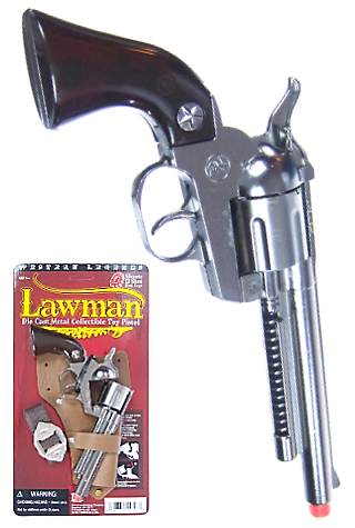Lawman Silver Gun: Cowboy Collection : Replica Cap Gun : Brown Handle – Pop  Top Toys