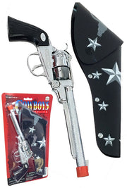 Silver Metal Long Barrel Cowboy Cap Gun | poptoptoys.