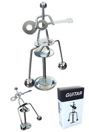 Guitar Player Silver Balancing Mini Sculpture | poptoptoys.