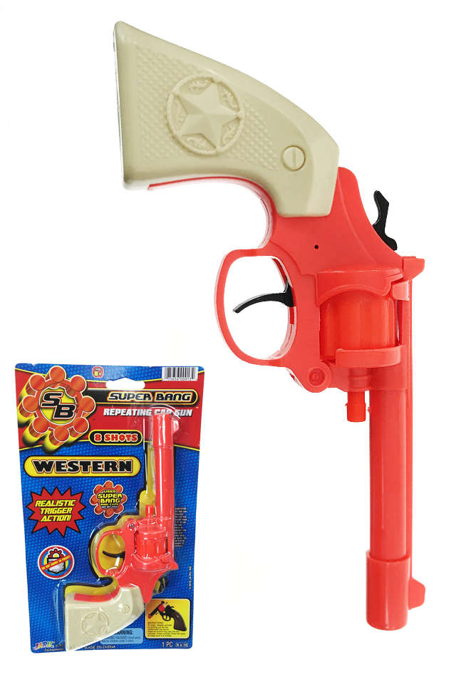 Western Cap Gun : Orange Plastic : Cowboy Toy with Trigger Action – Pop Top  Toys