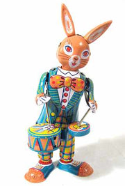 Tin Toy Drumming Happy Bunny Wind Up | poptoptoys.