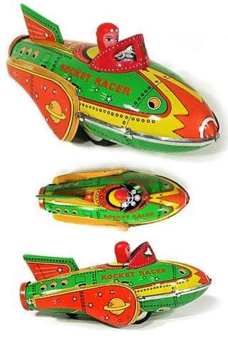 Rocket Racer Tin Toy Retro Science Fiction Friction Car – Pop