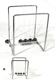 Silver Newton's Cradle Balls Swing Desktop | poptoptoys.