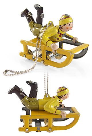 Snow Sled : Rose Bud : Tin Toy Ornament : Mini Tin Toy : Holiday Tree  Decoration : Citizen Kane  Pop Top Toys