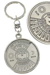 50 Year Calendar Keychain Silver Metal Ring