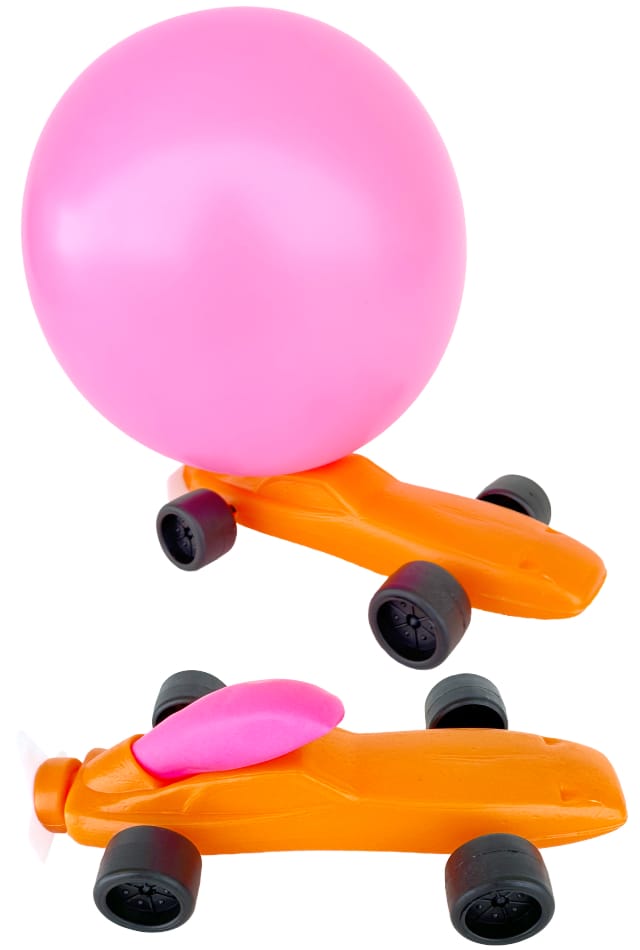 Ball Racer Toy Balloon Powered Race Car : Orange Plastic Indy Racer – Pop Top Toys