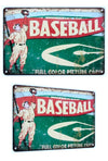 Baseball Tin Sign : Retro Outfielder : 1951 USA Original