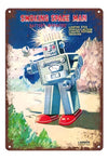 Smoking Robot Metal Sign : Classic Tin Toy 1950