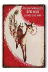 Rudolph Vintage Metal Sign : Santas Red Nosed Reindeer
