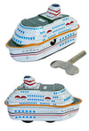 Cruise Ship Tin Toy : Windup Metal : Colorful Modern Mini Boat