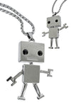 Robot Necklace Square Head : Silver Chrome Metal