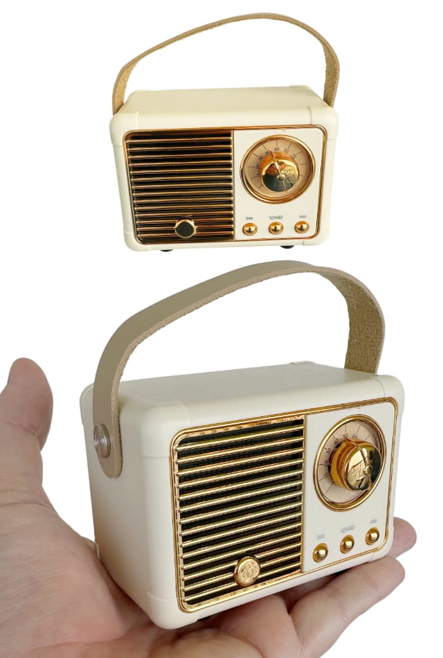 Radio vintage portative bluetooth beige