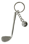 Golf Club Keyring Silver : Metal Keychain : Putter and Ball