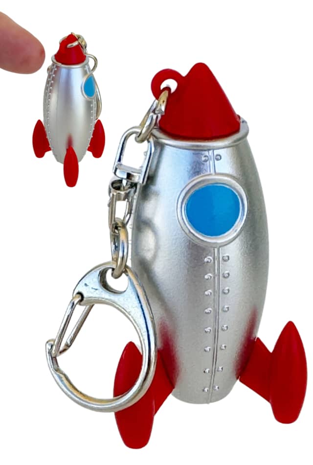 Rocket Keychain LED : Countdown Sounds : Kikkerland – Pop Top Toys