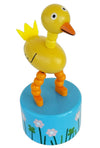 Cute Yellow Duck Wooden Thumb Puppet Toy
