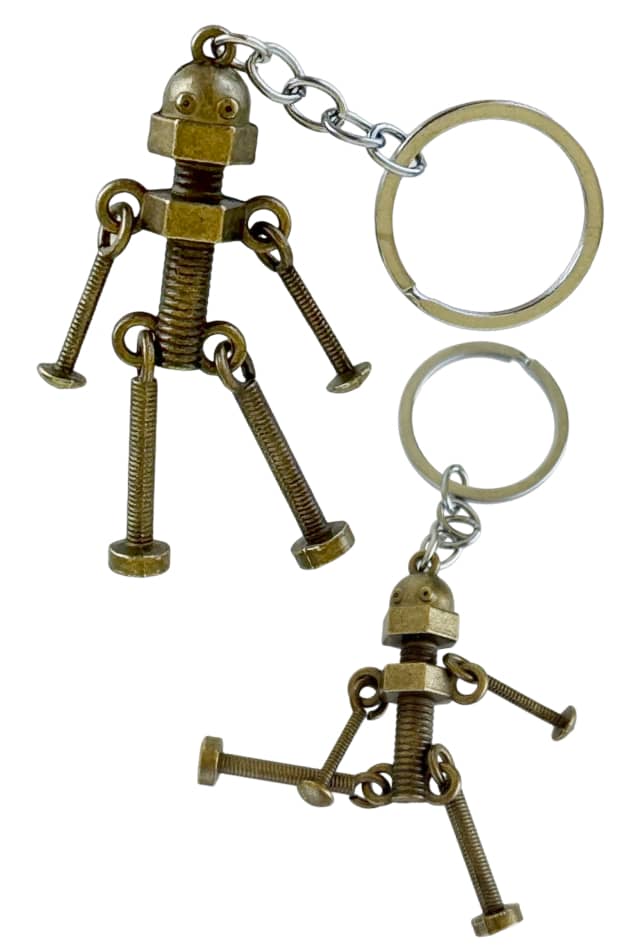 Robot Keyring Bronze Metal Bolts and Screws – Pop Top Toys