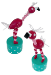 Pink Flamingo Wooden Thumb Push Puppet Toy