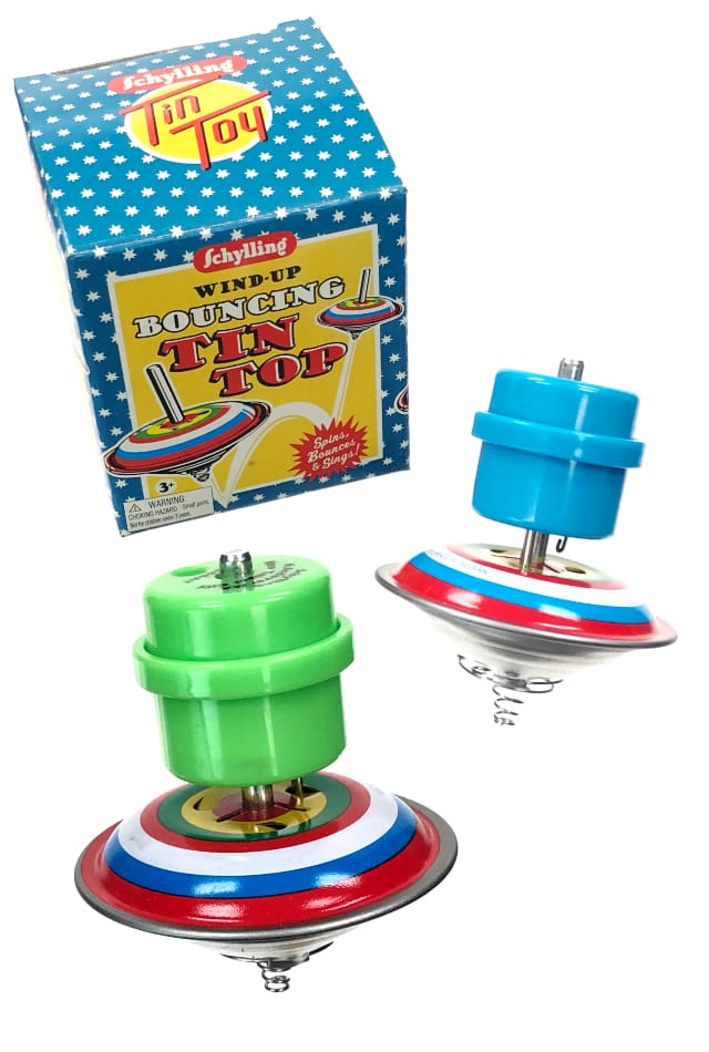 Bouncing Jumping Tin Top : Spring Jumper Schylling – Pop Top Toys