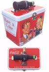 Coca Cola Couple Tin Box Bottle Handle 1957 | poptoptoys.