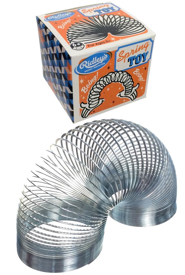 Spring Key Toy Silver Metal Spring Toy : Ridleys Slinky : Walks Down Steps – Pop Top Toys