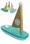 Wooden Sail Boat Toy Pastel Natural Wood | poptoptoys.