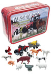 Mini Farm in a Tin Animals with Tractor Trailer | poptoptoys.