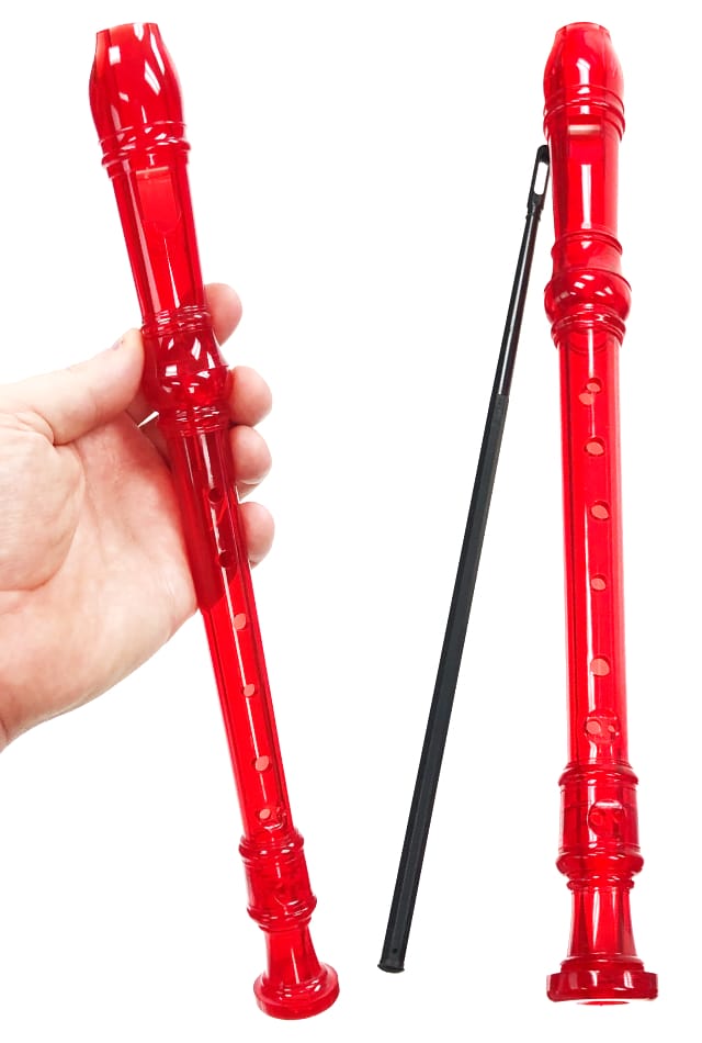 Red Recorder : Musical Flute : Clear Plastic Toy – Pop Top Toys