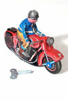 Motorbike Red Tin Toy Retro Rider Windup | poptoptoys.