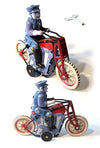 Postman on Motorcycle Tin Toy | poptoptoys.