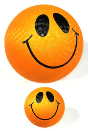 Smiley Face Orange Rubber Ball 9 inch | poptoptoys.