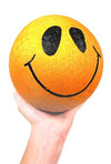 Smiley Face Orange Rubber Ball 5 inch | poptoptoys.