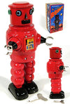 Roby Red Robot Cylinder Head Tin Toy | poptoptoys.