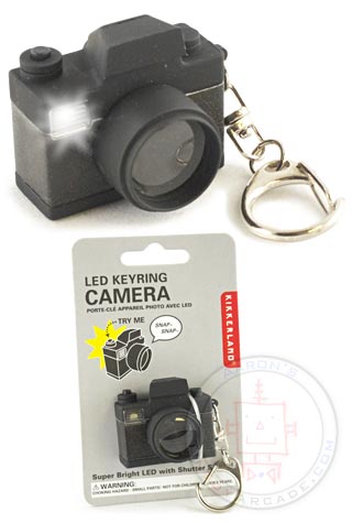 Classic SLR Camera Keyring LED Flash and Shutter Sound Black