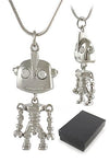 Fin Head Robot Necklace Silver Shiny | poptoptoys.