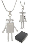 Flat Head Robot Necklace Chrome | poptoptoys.