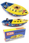 Robin Steamboat Tin Toy Boiler Boat | poptoptoys.