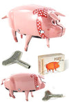 Polly the Pig Red Ribbon Walks Tin Toy | poptoptoys.