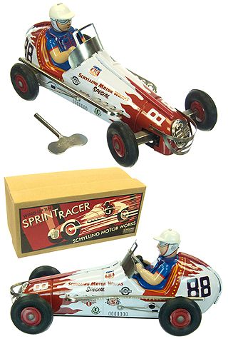 Schylling Sprint Racer : Number 88 : Red Flames on White Race Car : Tin ...