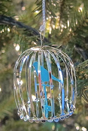 Bird Cage Silver Christmas Ornament | poptoptoys.
