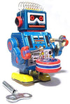 Blue Robot Band Drummer Windup Tin Toy | poptoptoys.