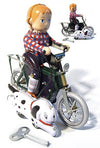 Boy on Bike with Dog Aaron and Puppy | poptoptoys.